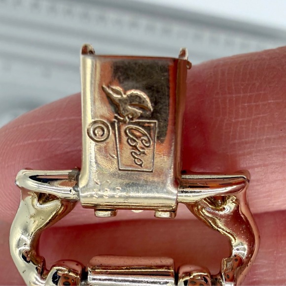 Vintage Bracelet Coro Confetti Terrazzo Lucite Panel Signed - Picture 6 of 7